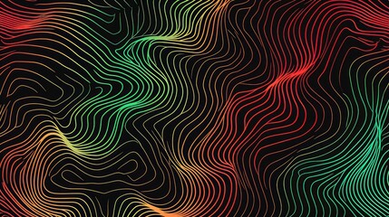 Vibrant Neon Waves - A mesmerizing display of flowing lines and curves highlighted with vibrant neon colors on a black background, ideal for backdrops and abstract designs.