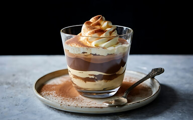 Capture the essence of Tiramisu in a mouthwatering food photography shot