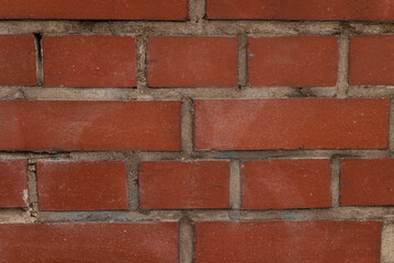 Red grunge brick wall, abstract background texture