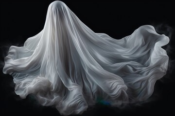 Ghost figure covered with white cloth - obrazy, fototapety, plakaty