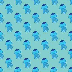 Jellyfish seamless pattern