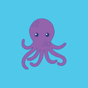 The mauve octopus on the light blue background