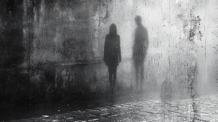 Obraz premium Psychedelic background with a silhouette of a man