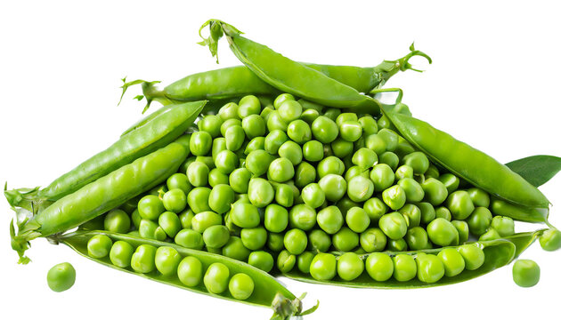 Fresh green peas isolated on a transparent background.