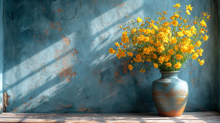 Beautiful bright still life with yellow flowers - obrazy, fototapety, plakaty