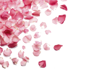 petalos de rosa sobre un fondo transparente, celebración de San Valentin, PNG,
