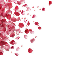 petalos de rosa sobre un fondo transparente, celebración de San Valentin, PNG,
