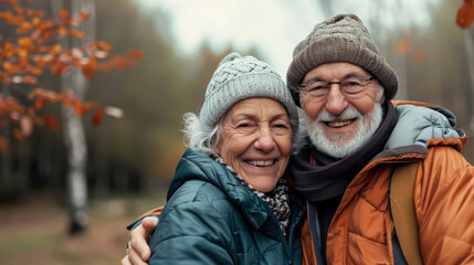 Happy senior couple portrait with copy space