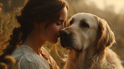 Woman sharing a tender moment with her dog