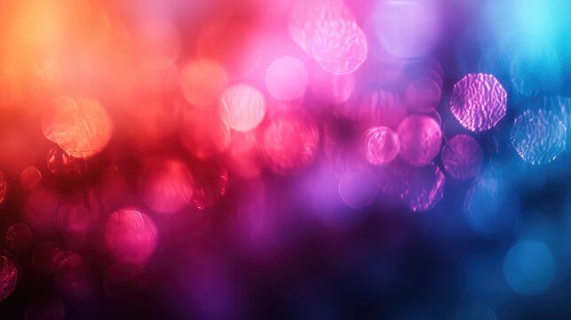 This image is an abstract image of colorful bokeh lights on a dark background. It consists of many soft and glowing balls in blue and pink shades.