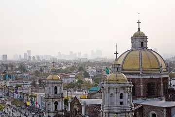 The town of Guadalupe, panoramic view of the Basilica of Guadalupe overlooking Mexico City