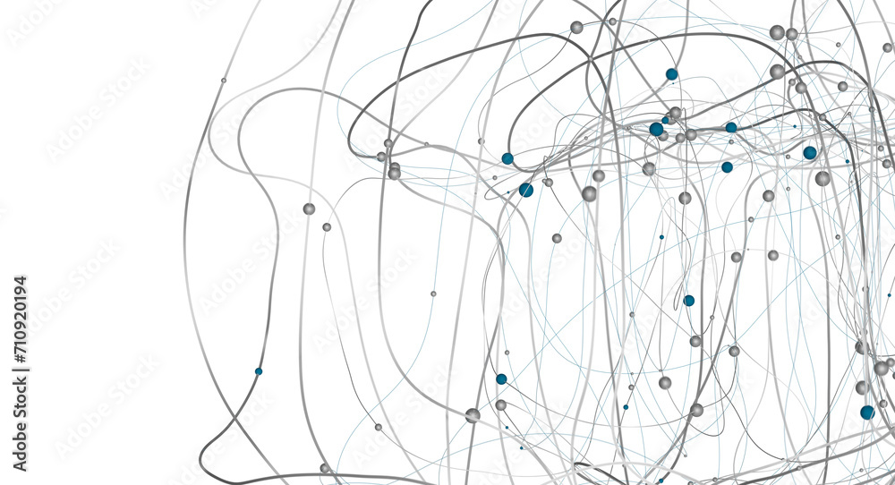 Poster gene lines and nodes, biological gene structure, 3d rendering.