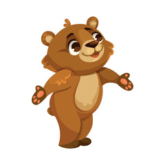 Obraz na płótnie Canvas Funny Bear Cub with Cute Snout Vector Illustration