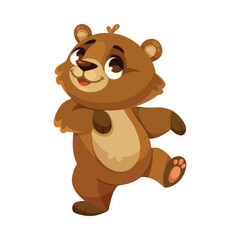 Obraz na płótnie Canvas Funny Bear Cub with Cute Snout Walking Vector Illustration