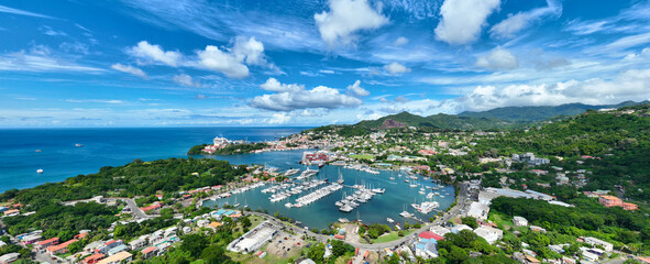 Mega Yacht Port, Port Louis Marina, Grenada - obrazy, fototapety, plakaty