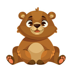 Funny Bear Cub with Cute Snout Sitting Vector Illustration