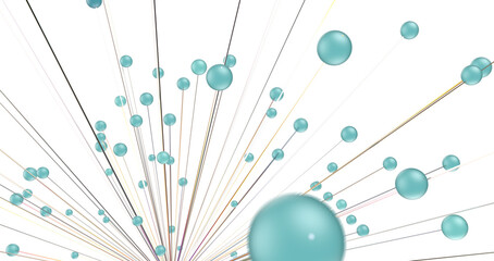 Gene lines and nodes, biological gene structure, 3d rendering.