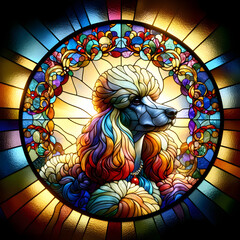 Stained glass Poodle Dog