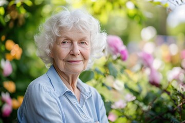Portrait of senior woman in beautiful garden 