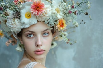 Volumetric headband of flowers