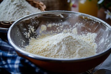 Fototapeta na wymiar Sifting flour through a sieve