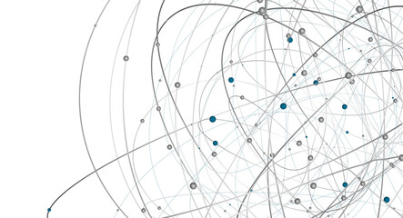 Gene lines and nodes, biological gene structure, 3d rendering.