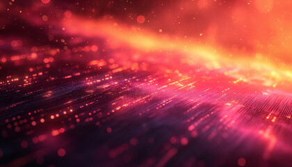 Obraz premium Glowing Neon Particle Waves in Abstract Digital Landscape