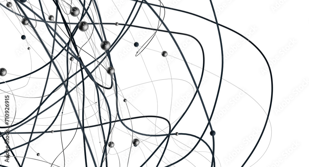 Poster gene lines and nodes, biological gene structure, 3d rendering.