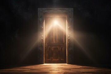door opening revealing light. Generative AI