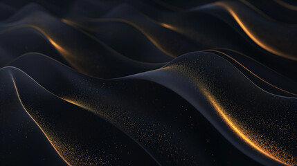 Obraz premium Futuristic Golden Particle Waves on a Black Background