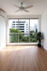 Bright and Airy Living Room with Large Windows and a View of the City