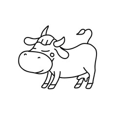 Cute cow vector illustration. Animal doodle icon isolated