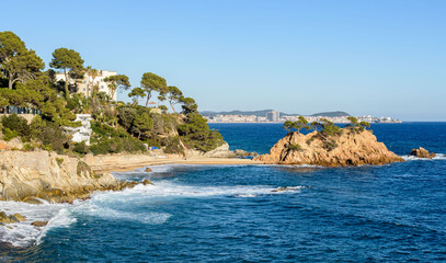 European Mediterranean coast, beach Platja de Belladona near de Platja d'Aro, Catalonia, Gerona, Barcelona, Spain, Europe
