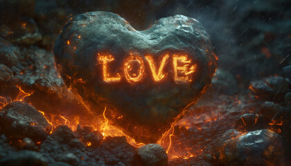 Glowing Heart in Embers: A Symbol of Passion and Love