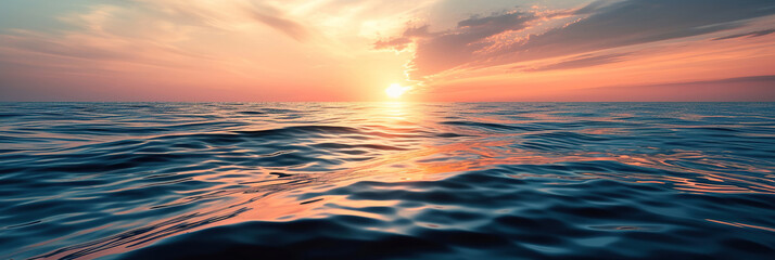 Obraz premium Sunset sky with the sea, sun, clouds. banner 