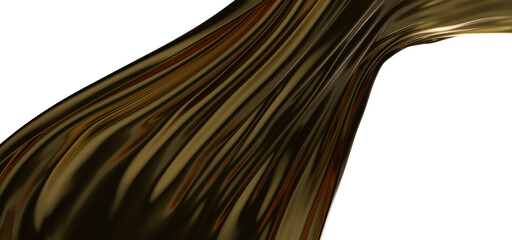 Gilded Waves: Abstract 3D Gold Cloth Illustration with Fluid and Dynamic Motions