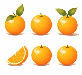 Vector illustration of a set of cartoon oranges