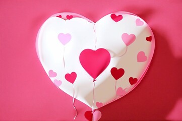 Valentine's day background with pink hearts and gift bow.