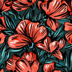 Seamless pattern with flowers. Design for textiles, souvenirs, fabrics, packaging and greeting cards and more.