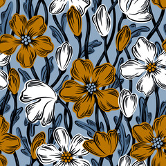 Seamless pattern with flowers.