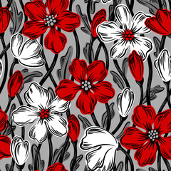 Seamless pattern with flowers.