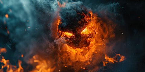 Obraz premium Burning fire in the form of a evil monster