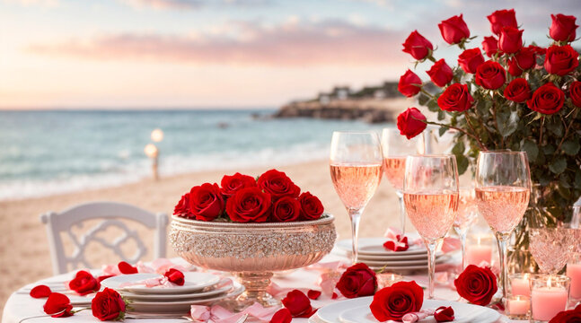 Amor &agrave; Beira-Mar: Mesa Encantadora para o Dia dos Namorados na Praia