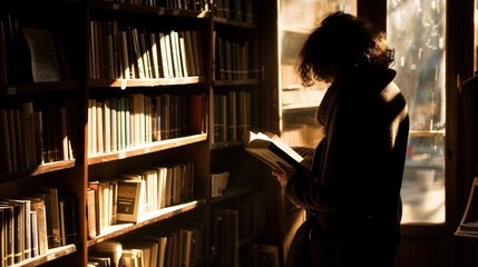Person Standing in Front of Book Shelf at book store