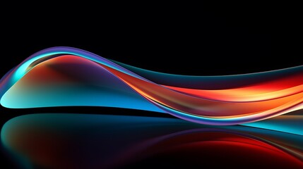 An abstract flowing shape with colorful stripes that are twisted is captured in a 3d rendering