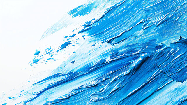 blue paint with artful strokes isolated tranparent texture