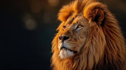 Lion portrait on dark background