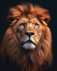 Fototapeta premium Lion portrait on dark background