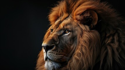 Fototapeta premium Lion portrait on dark background