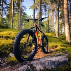 Fototapeta premium fat bike on a forest trail